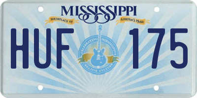 MS license plate HUF175