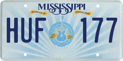 MS license plate HUF177