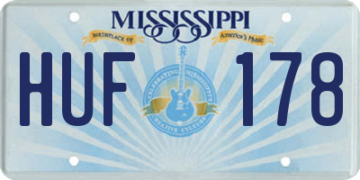 MS license plate HUF178