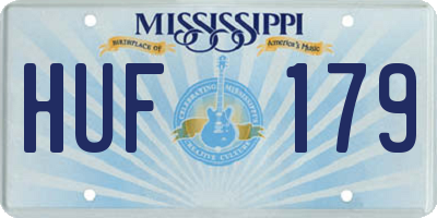 MS license plate HUF179
