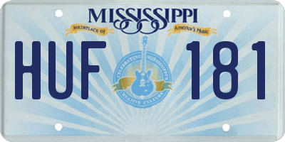 MS license plate HUF181