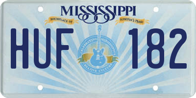 MS license plate HUF182