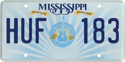 MS license plate HUF183