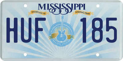 MS license plate HUF185
