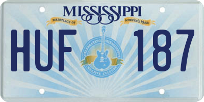 MS license plate HUF187