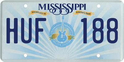 MS license plate HUF188