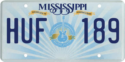 MS license plate HUF189