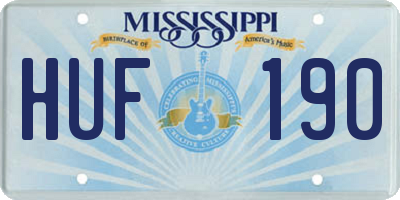 MS license plate HUF190