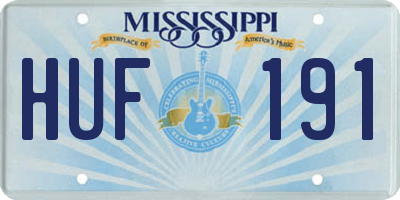 MS license plate HUF191
