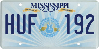 MS license plate HUF192