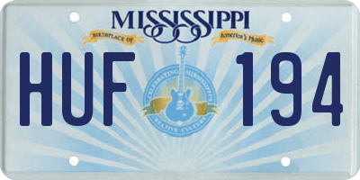 MS license plate HUF194