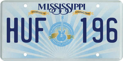 MS license plate HUF196