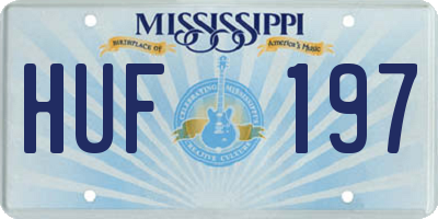 MS license plate HUF197