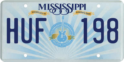 MS license plate HUF198
