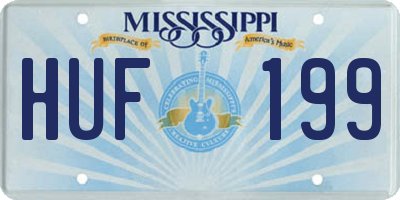 MS license plate HUF199