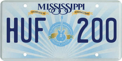 MS license plate HUF200