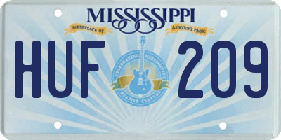 MS license plate HUF209