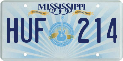 MS license plate HUF214