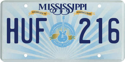 MS license plate HUF216