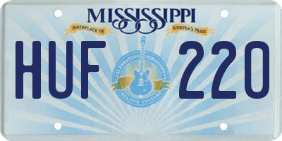 MS license plate HUF220