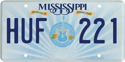 MS license plate HUF221