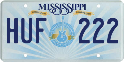 MS license plate HUF222