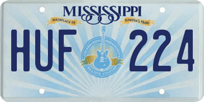 MS license plate HUF224