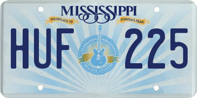 MS license plate HUF225