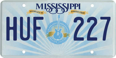 MS license plate HUF227