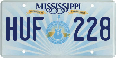 MS license plate HUF228