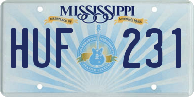 MS license plate HUF231