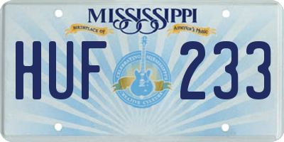MS license plate HUF233