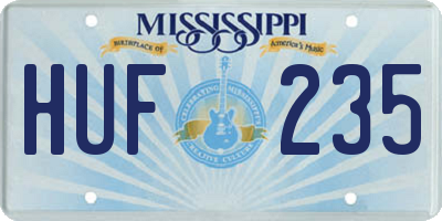 MS license plate HUF235