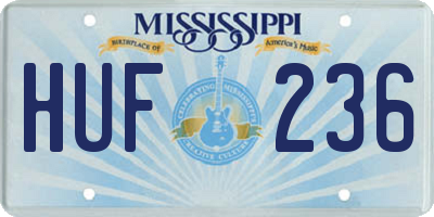 MS license plate HUF236
