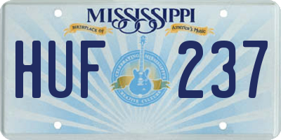 MS license plate HUF237
