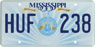 MS license plate HUF238