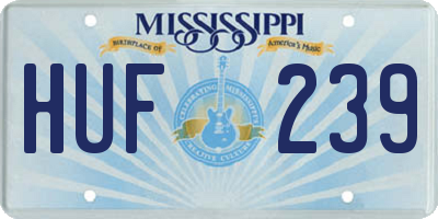 MS license plate HUF239