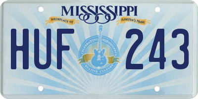 MS license plate HUF243