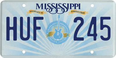 MS license plate HUF245