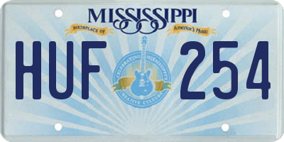 MS license plate HUF254