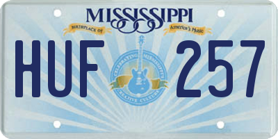 MS license plate HUF257