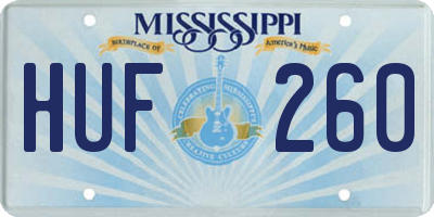 MS license plate HUF260