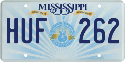 MS license plate HUF262