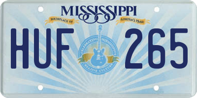 MS license plate HUF265