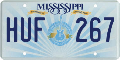 MS license plate HUF267