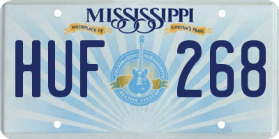 MS license plate HUF268