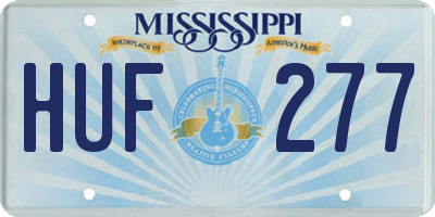 MS license plate HUF277