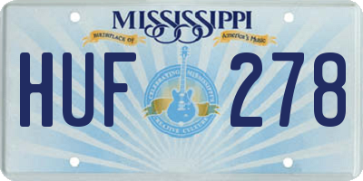 MS license plate HUF278