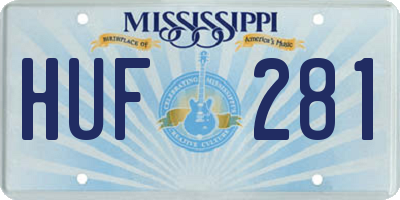MS license plate HUF281