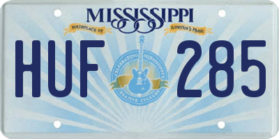 MS license plate HUF285
